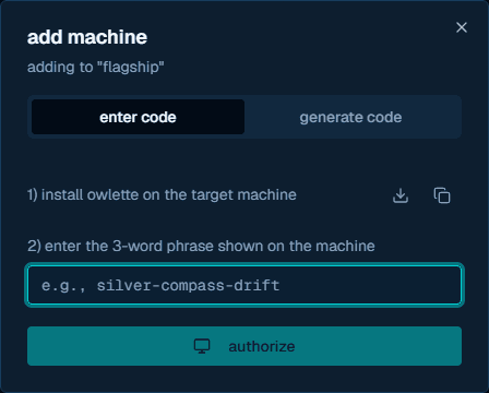 add machine modal