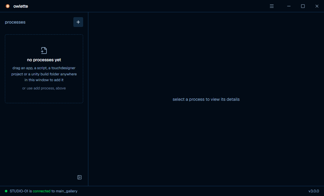 the owlette desktop app on a machine with no processes configured yet