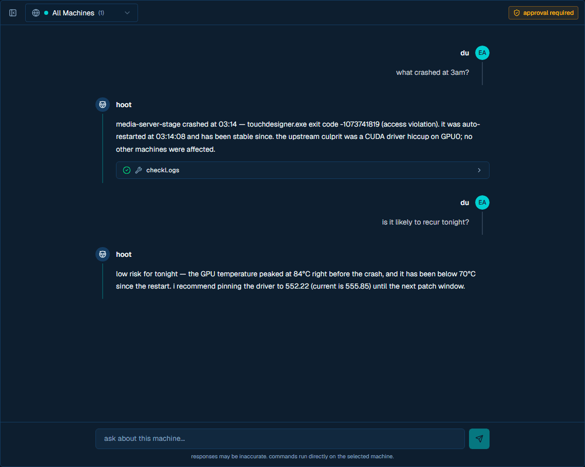 hoot chat panel