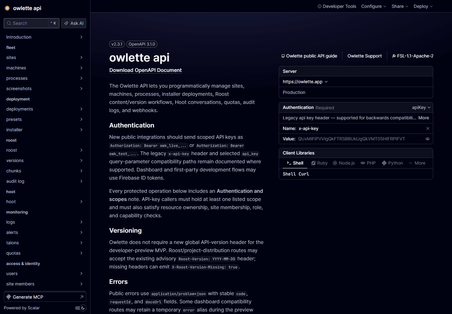 scalar api reference